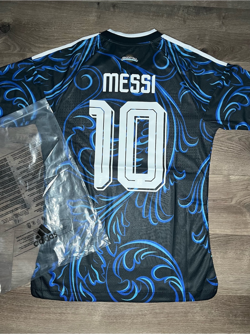 Messi SIZE S #10 Black & Blue Graphic Men's Soccer Jersey